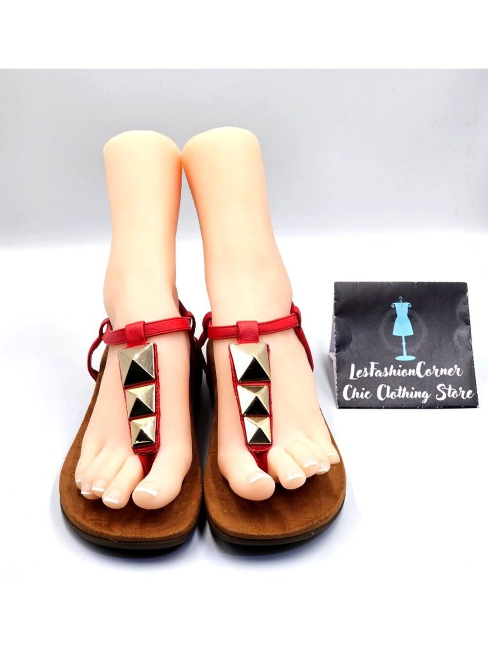 Vionic Women's Red Leather Gold Studded Nala T-Strap Sandal Size 7 2354 - Picture 10 of 16